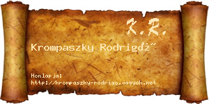 Krompaszky Rodrigó névjegykártya